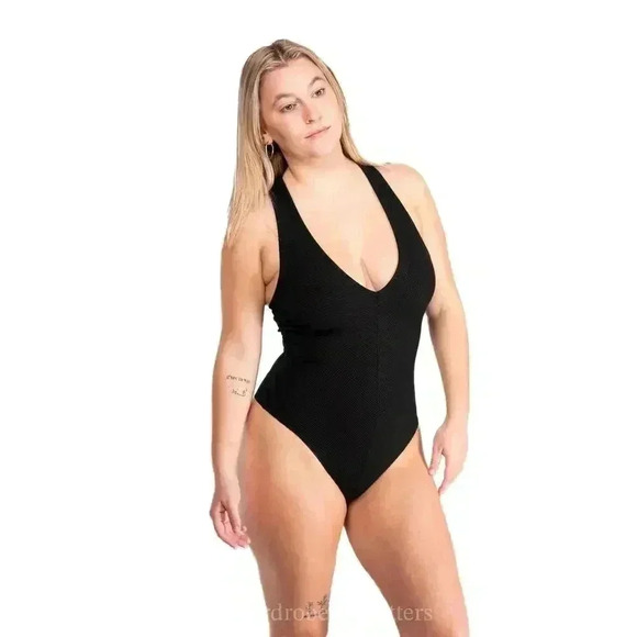 Tops - Sexy Scoop One Piece Black Bodysuit